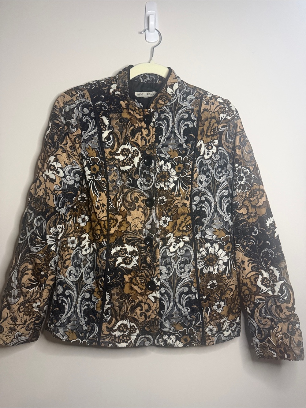 Requirements Floral Quilted Button-Front Jacket - Brown/Black/White